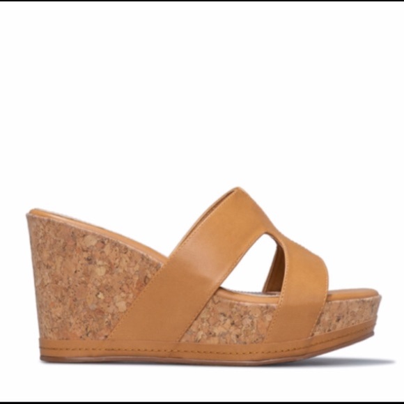 NWT Shoe Dazzle Faux Leather Slip On Cork Wedge Size 10 - Picture 12 of 14